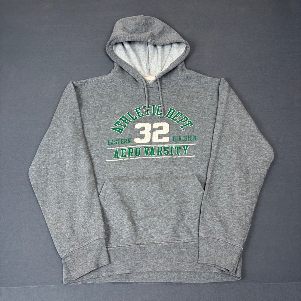 VTG Y2K Aeropostale Athletic Dept Varsity Pullover Hoodie Men's Size Small Gray